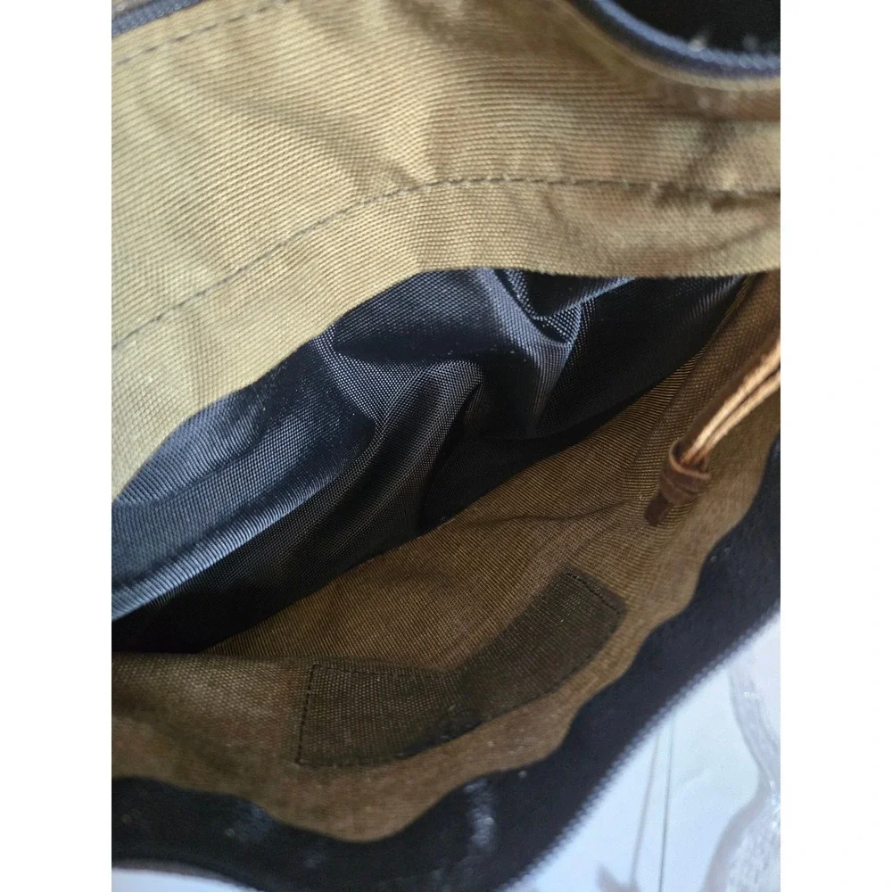 Vintage 90s Eastpak Backpack Tan Made in USA Suede Bottom Bookbag 1 Owner